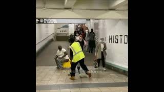 Local NYC BUM Turns A Bucket Into Personal Toilet In Train Station [upl. by Wieren]