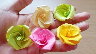 Origami Easy  Origami Rose From postit note [upl. by Elatnahs]