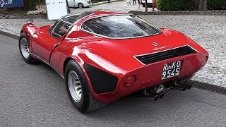 1968 Alfa Romeo 33 Stradale 20 V8 Engine Sound Warm Up amp Driving [upl. by Emlen]