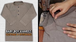 Baby Boy Kameez Kurta Cutting And Stitching  Ban Wala Kurta [upl. by Valsimot]