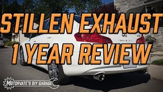 Infiniti G37 Sedan Stillen CatBack Exhaust 1 Year Review Motorvates DIY Garage Ep22 [upl. by Heater30]