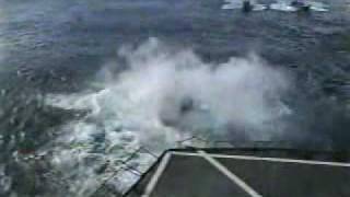 Navy CH46 Helicopter Misses Landing Deck at Sea Crashes [upl. by Simsar]