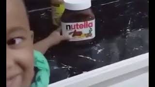 Kid spelling Nutella “PEANUT BUTTER” [upl. by Novaelc]