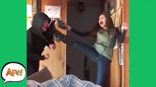 So SCARED She Actually KICKED Him 😂  Funniest Pranks  AFV 2021 [upl. by Idnahr]