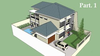 Sketchup tutorial house building Part 1 [upl. by Monica]