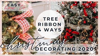 HOW TO PUT RIBBON ON A CHRISTMAS TREE  4 EASY RIBBON TUTORIALS [upl. by Ydnat]