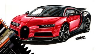 Realistic Car Drawing  Bugatti Chiron  Time Lapse  Drawing Ideas [upl. by Remos]