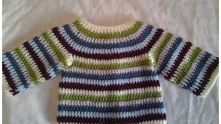 Jersey de bebe chambrita crochet tutorial 1 [upl. by Hughmanick]