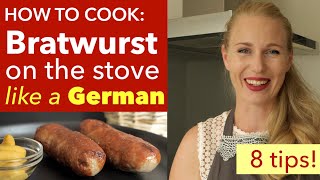 How to Cook Bratwurst on Stove German Way  How to Pan Fry Bratwurst [upl. by Stephi707]