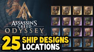 Assassins Creed Odyssey  ALL SHIP DESIGNS  SKINS Locations Guide [upl. by Accissej]