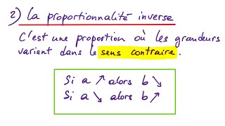 LA PROPORTIONNALITÉ 6 cours  proportion inverse [upl. by Leumek]