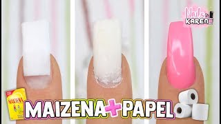 UÑAS POSTIZAS con PAPEL HIGIÉNICO y MAIZENA [upl. by Heinrike]