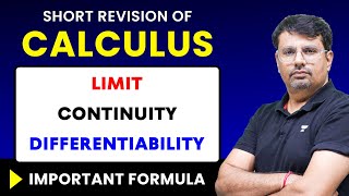 Calculus  Important formulae  Limit Continuity And Differentiability [upl. by Lleryd]