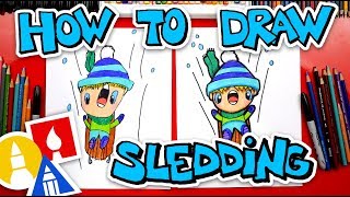 How To Draw A Kid Sledding  Spotlight [upl. by Eilrak]