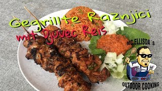 090  Balkanrezept Part 2 Gegrillte Raznjici mit Djuvec Reis aus dem Dutch Oven 🇭🇷 [upl. by Animar10]