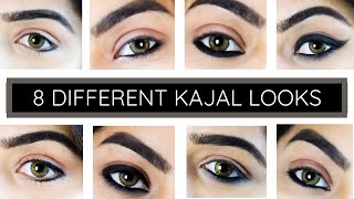 8 DIFFERENT KAJAL LOOKS  HOW TO APPLY KAJAL [upl. by Clarice721]