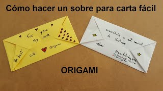 💌  SOBRE  💌 para CARTA FACIL ✅  Origami PASO A PASO [upl. by Ailaza]