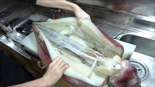 Amazing Giant Squid Cutting and Processing Skill  Amazing Fastest Squid Catching on the Sea [upl. by Sarad]