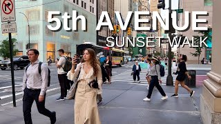 NEW YORK CITY Walking Tour 4K  5ht AVENUE  Sunset Walk [upl. by Elleunamme]