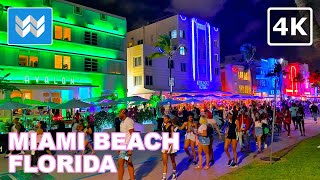 4K Nightlife at Ocean Drive in Miami South Beach Florida Spring Walking Tour  GTA 6 Vice City IRL [upl. by Anahs]