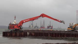 Hitachi EX1200 dredging at Nigg 2022 [upl. by Esidnak]