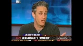 Jon Stewart on Crossfire with Tucker Carlson  October 15 2004 [upl. by Blain]