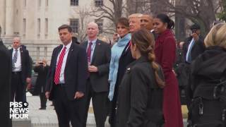 WATCH The Obamas and Bidens depart US Capitol [upl. by Ebneter171]