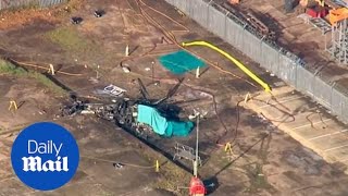 Aerial footage reveals helicopter crash scene in Leicester [upl. by Fayina]