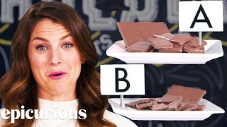 Chocolate Expert Guesses Cheap vs Expensive Chocolate  Price Points  Epicurious [upl. by Hach]