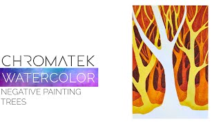 Negative Painting to Paint Watercolor Trees  Chromatek Tutorials  Lesson 04 [upl. by Almire41]