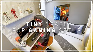 SMALL GAMING ROOM SETUP WITH BED  SMALL BEDROOM MAKEOVER GAMING AREA [upl. by Ecertal]