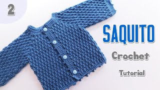 Como tejer un Saquito Chambrita Jersey en Punto Granizo Tejido crochet gancho fácil bebe Part 2 [upl. by Hochman]