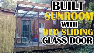 DIY SUNROOM for 250 TIMELAPSE Old Glass Doors  wood [upl. by Leeke439]