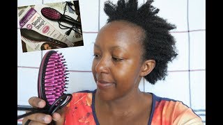 SIMPLY STRAIGHT ELECTRIC BRUSH on AFRICAN NATURAL HAIR [upl. by Mikahs]