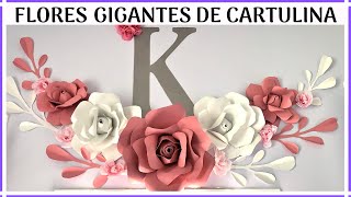 FLORES GRANDES DE CARTULINA Para Decorar  FÁCILES DE HACER [upl. by Diarmuid]