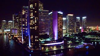 Miami Florida at Night  Awesome Aerial 4K Drone Film [upl. by Schwerin]