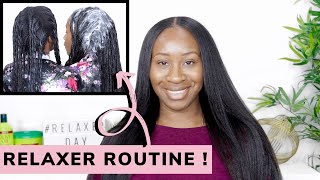 RELAXER ROUTINE HOW I RELAX MY HAIR  RELAXED HAIR [upl. by Anrahc688]