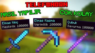 MCPE En GÜÇLÜ itemler nasıl yapılır  Tek Atan Kılıç Verimlilik 1000 Kazma Savurucu Çubuk VB [upl. by Adnuahsor]