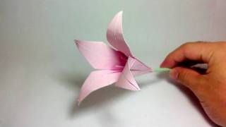 Origami Flower  Lily 100th video [upl. by Sisxela597]