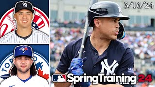 New York Yankees vs Toronto Blue Jays  Spring Training Highlights  31624 [upl. by Llenna]