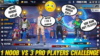 3 Random Grandmaster Player Call Me noob😠 i challenge them 1 v 3 custom room  Garena Free Fire [upl. by Adnik]