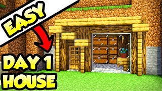 Minecraft Easy 5Minute Day 1 House Base Tutorial How to Build [upl. by Nezam585]