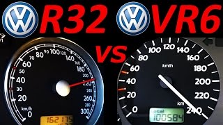 VW Golf 3 VR6 vs VW Golf 4 R32  0200 Kmh Acceleration Autobahn compare [upl. by Otanutrof366]