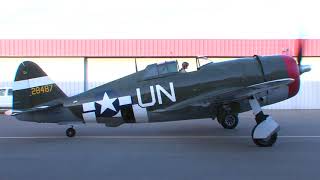 Republic P47 Thunderbolt Razorback Start Up Taxi amp Takeoff [upl. by Nancey40]