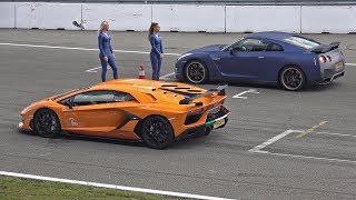 Lamborghini Aventador SVJ vs Nissan GTR R35 [upl. by Anett710]