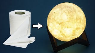 Moon Lamp with Toilet Paper  Moon Lamp DIY  Night Lamp making at home  DIY Room Decor [upl. by Anawal]