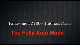 The Panasonic DMCFZ1000 Tutorials Part 1 the Fully Auto Mode [upl. by Ajaj]