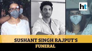 Sushant Singh Rajput funeral Kriti Sanon Shraddha Kapoor others attend [upl. by Brote]