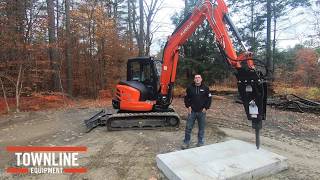 Kubota KX057 Excavator with Okada Hydraulic Breaker [upl. by Aitnic]