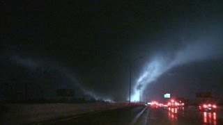 Massive tornado roars across highway [upl. by Tiphane]